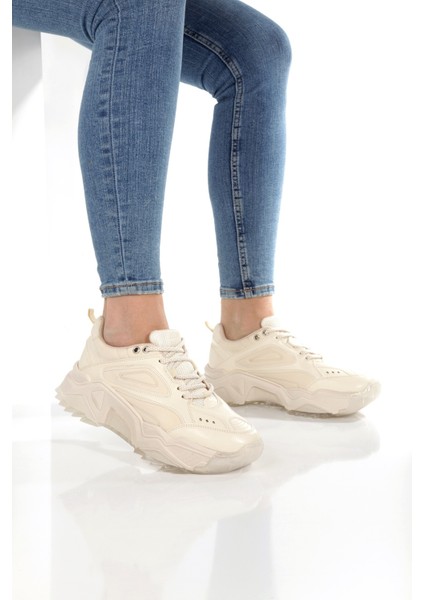 Alba Krem Rengi Sneaker Günlük Kadın Spor Ayakkabı modelleri