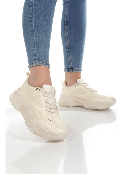 Alba Krem Rengi Sneaker Günlük Kadın Spor Ayakkabı fırsatları