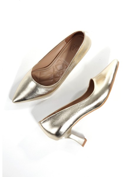 Kandy Altın Dore Abiye Ayakkabı Kısa Topuklu Stiletto fiyatları