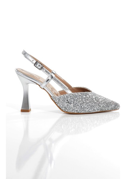 Paris Gümüş Cam Kırığı Abiye Ayakkabı Yüksek Topuklu Stiletto fırsatları