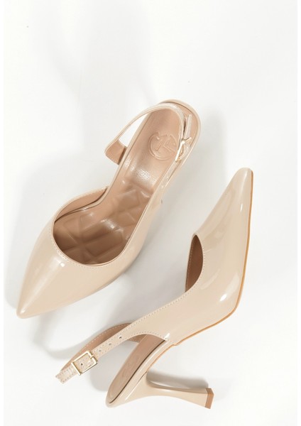 Konnyy Ten Rugan Stiletto Arkası Açık Asimetrik Topuklu Ayakkabı fiyatları