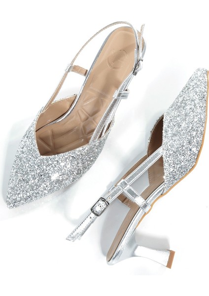 Paris S Gümüş Cam Kırığı Abiye Ayakkabı Kısa Topuklu Stiletto modelleri