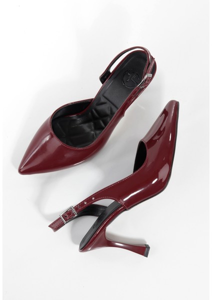 Konnyy Bordo Rugan Stiletto Yanı Açık Topuklu Ayakkabı fiyatları