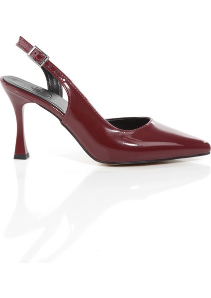 Konnyy Bordo Rugan Stiletto Yanı Açık Topuklu Ayakkabı fırsatları