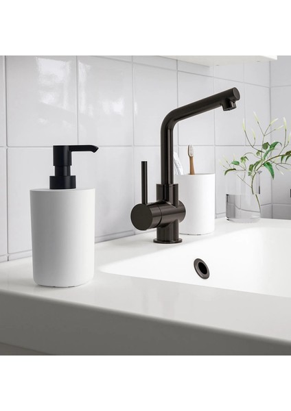 3 Parça Banyo Seti Ikea Plastik Sıvı Sabunluk, Fırçalık ve Katı Sabun Kabı Beyaz Renk modelleri