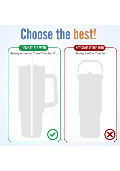 4 Lü Cam Pipet, Stanley Adventure Quencher Seyahat Bardakları Için 31 cm Uzunluğunda Cam Pipetler (4 Adet Eğimli ve 1 Temizleme Fırçası)
