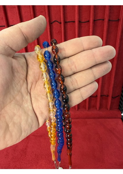 3 Adet Toz Kehribar Tesbih Ahşap Kutuda Hediye