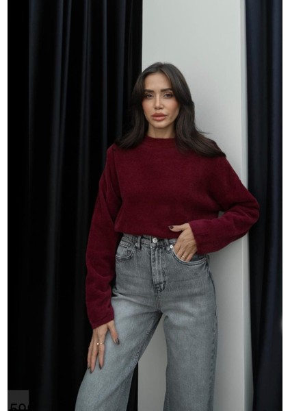 Bisiklet Yaka Yumos Basic Kazak Peluş Kazak