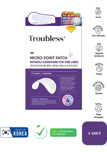Retinol + Adenosin Mikro-İğne Teknolojili Bandı 4 Adet