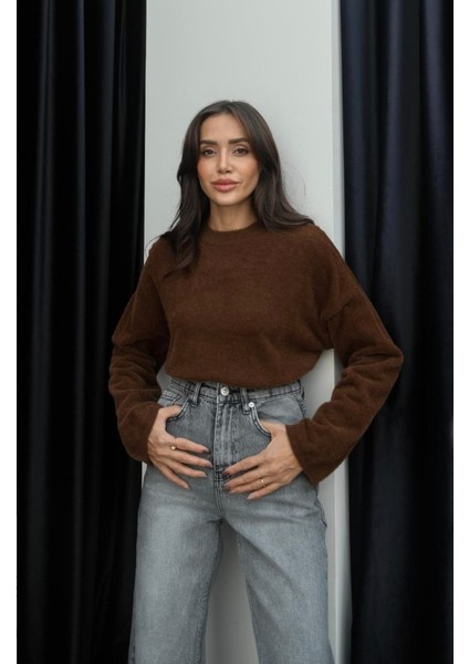 Bisiklet Yaka Yumos Basic Kazak Peluş Kazak fırsatları