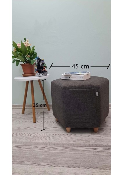 Ahşap Ayaklı Keten Kumaş Altıgen Puf&bench Koltuk/tabure