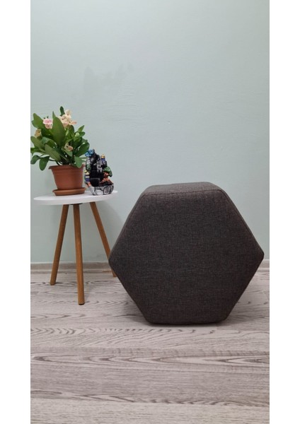 Ahşap Ayaklı Keten Kumaş Altıgen Puf&bench Koltuk/tabure