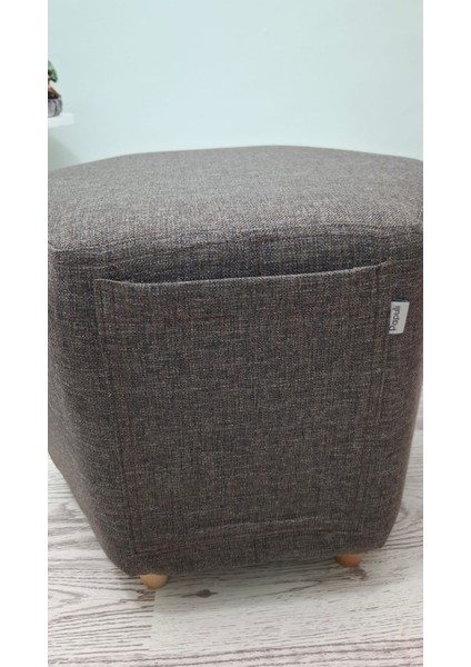 Ahşap Ayaklı Keten Kumaş Altıgen Puf&bench Koltuk/tabure
