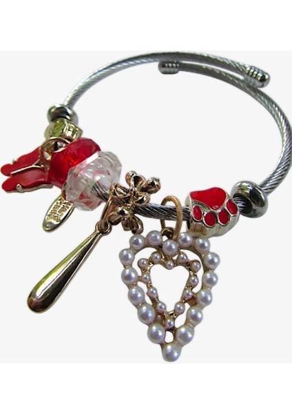 Kadın Charm Detay Çelik Bileklik