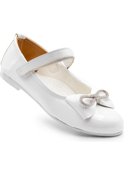 Kurdale Detaylı Beyaz Kız Çocuk Günlük Babet