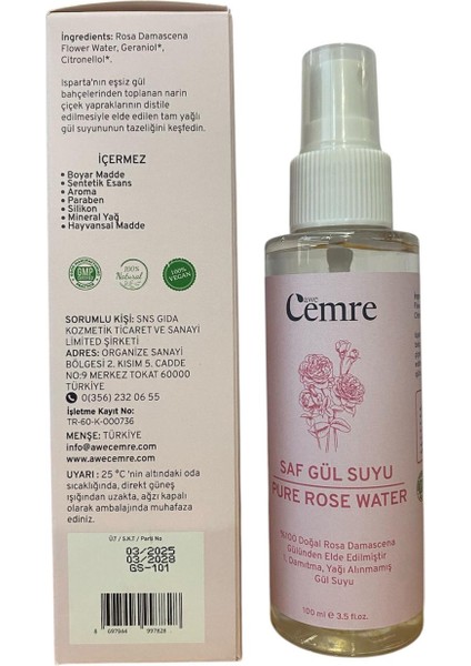 Saf Gül Suyu, 100ML (%100 Doğal Rose Demascena Gülünden Elde Edilmiştir) modelleri