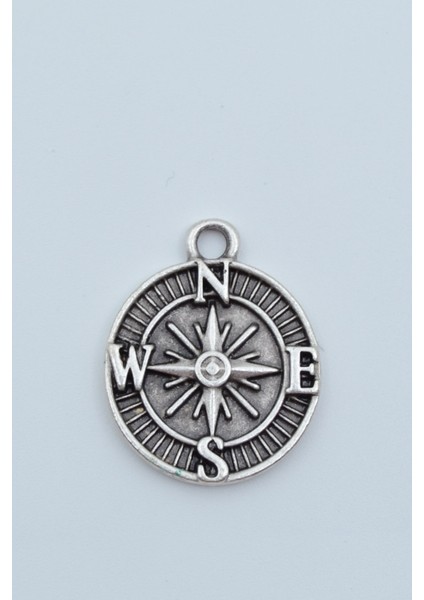 Minimal Pusula Gümüş Kaplama Kolye Ucu