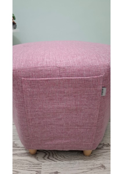 Ahşap Ayaklı Keten Kumaş Altıgen Puf&bench Koltuk/tabure