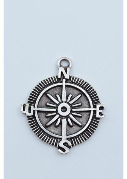 Pusula Gümüş Kaplama Kolye Ucu
