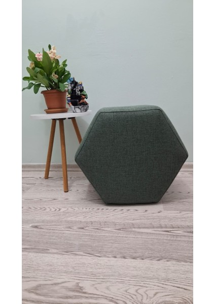 Ahşap Ayaklı Keten Kumaş Altıgen Puf&bench Koltuk/tabure