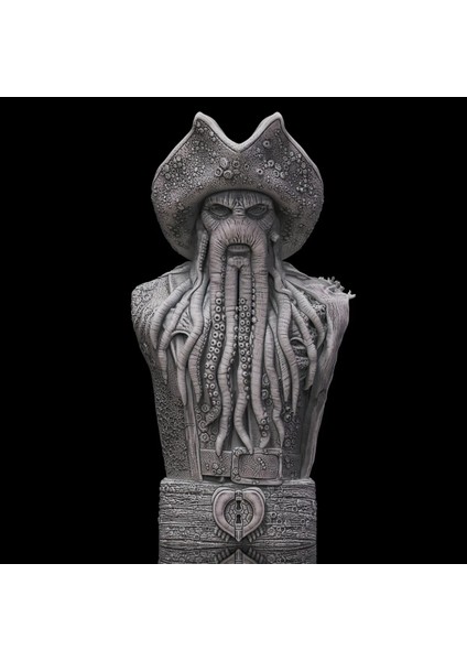 3D Baskı Davy Jones Büstü - Efsanevi Korsan Koleksiyon Parçası (17 cm )