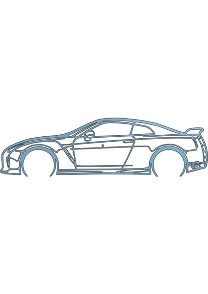 Nissan Gtr Silüetli Dekor - 3D Baskı Duvar Süsü (19 cm )