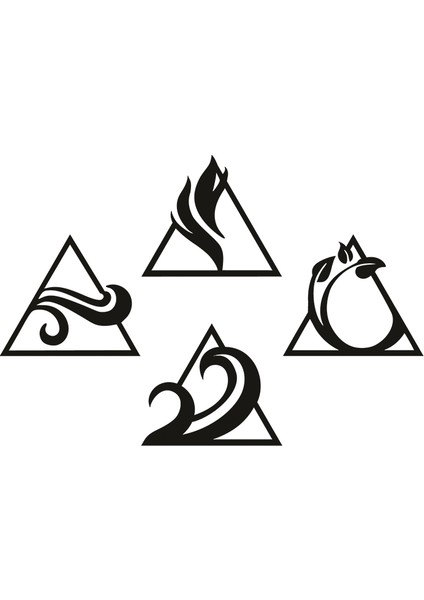 4'lü Dört Element Temalı Dekoratif Duvar Panosu - Şık ve Modern Tasarım 3D (20 cm )