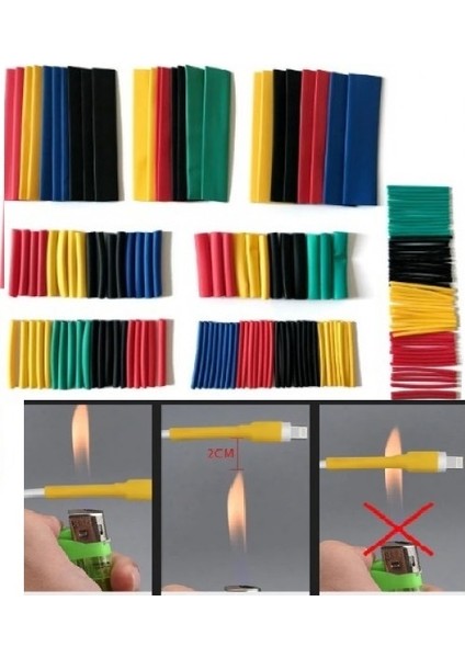 560 Parça Makaron Seti Özel Kapaklı Kutulu Kablo Birleştirme Koruyucu Sıcaklıkla Daralan Makaron Set