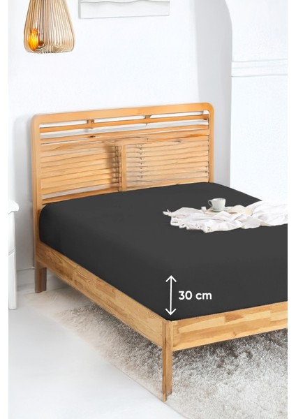 Penye Lastikli Çarşaf Pamuklu Jersey Tek Kişilik 100 x 200 cm Antrasit