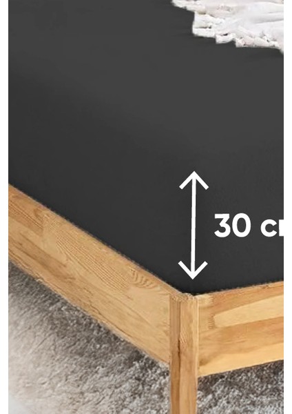 Penye Lastikli Çarşaf Pamuklu Jersey Tek Kişilik 100 x 200 cm Antrasit