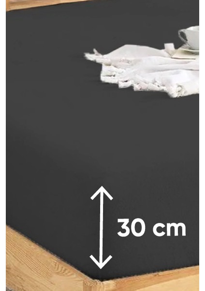 Penye Lastikli Çarşaf Pamuklu Jersey Tek Kişilik 100 x 200 cm Antrasit