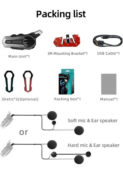 Motosiklet Kask Kulaklık İntercom Bluetooth Seti X2PRO 1 ADET 2kişilik 1200 mt interkom Evrensel Eşleşme.