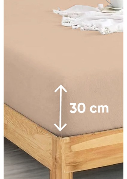 Penye Lastikli Çarşaf Pamuklu Jersey Tek Kişilik 100 x 200 cm Bej fiyatları