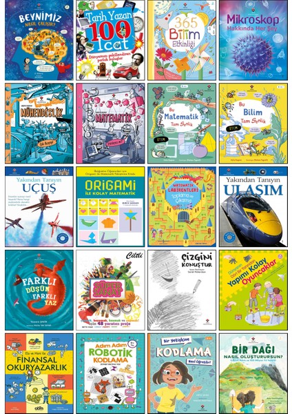 Beynimiz Nasıl Çalışır?/Tarih Yazan 100 İcat/365 Bilim Etkinliği/Mikroskop Hakkında Her Şey/Şaşırtıcı Gerçekler Mühendislik/Bu Matematik Tam Senlik/Yakından Tanıyın Uçuş/Origami/20’li