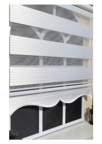 Beyaz Pliseli Zebra Stor Perde Alüminyum Kasalı AL-480