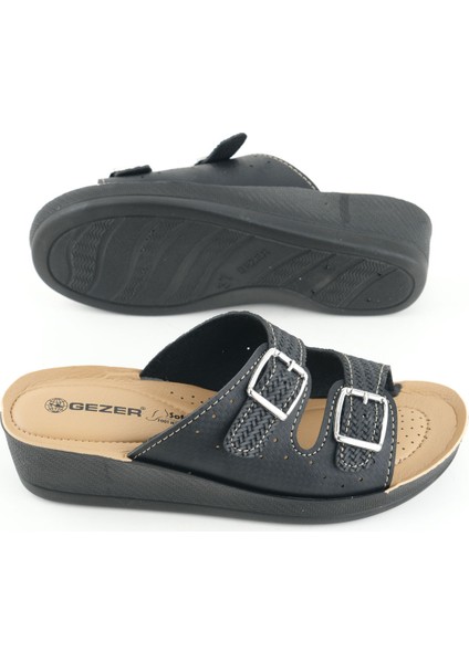 Kadın Yazlık Suni Deri Yüksek Topuk İki Toka Ayarlanabilir Rahat Taban Günlük Terlik indirimleri