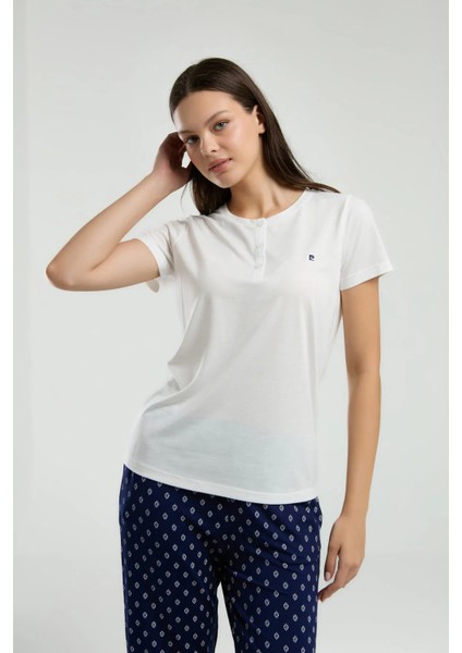 Yeni Pierre Cardin Kadın Beyaz Kısa Kol Pijama Takım fiyatları