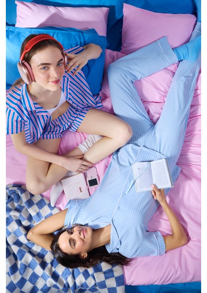 Dreamy Striped Çok Renkli Gömlek Pantolon Pijama Takımı