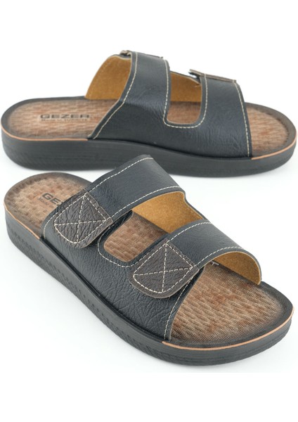 Yazlık Erkek Suni Deri İki Kemer Ayarlanabilir Rahat Taban Günlük Terlik