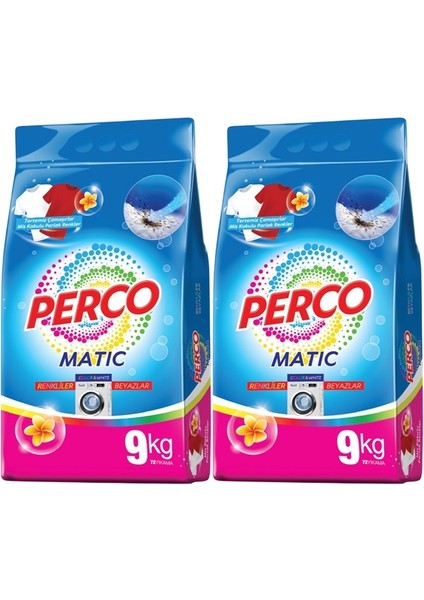 Matik Toz Çamaşır Deterjanı 18KG Beyazlar ve Renkliler Tüm Çamaşırlar (144 Yıkama) (2pk*9kg)