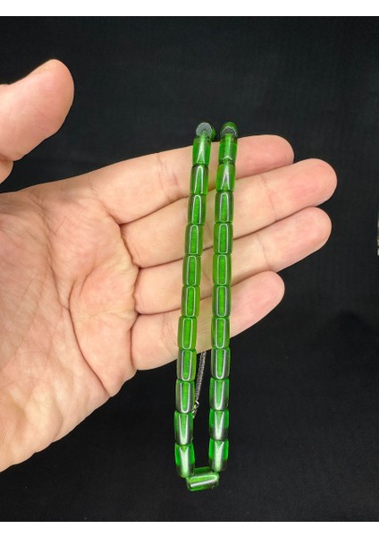 Ateş Kehribar Tesbih Yeşil Renkli Kesme Kesim 10,5mmX6mm T-661 modelleri