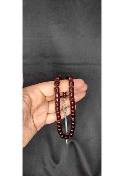 Sevgiliye Özel Hediye Sıkma Çubuk Kehribar Tesbih Kapsül Kesim Bordo Renk H-1306. modelleri