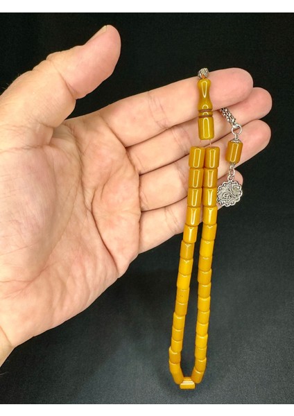 Çubuk Kehribar Tesbih Koyu Sarı Renk Kesme Kesim 7mm x 10mm T-529 fiyatları
