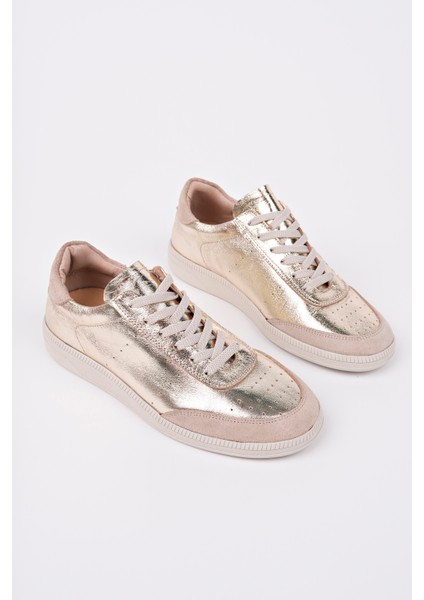Sirius Model Altın Hakiki Deri Bağcıklı Dore Bej Günlük Kadın Sneakers fırsatları