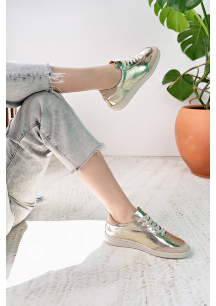 Sirius Model Altın Hakiki Deri Bağcıklı Dore Bej Günlük Kadın Sneakers indirimleri