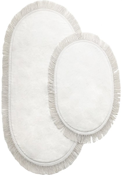 Shareton Oval Krem 2'li Burgu Saçaklı Banyo Paspası Seti Püsküllü Kaymaz Klozet Takımı indirimleri