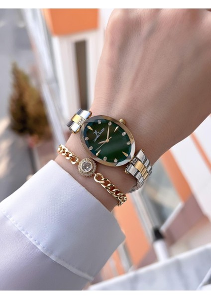 Kristal Kesme Camlı Çelik Kordon 3ATM Suya Dayanıklı Kadın Kol Saati+Bileklik F13954.M4 fiyatları