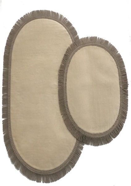 Shareton Oval Vizon 2'li Burgu Saçaklı Banyo Paspası Seti Püsküllü Kaymaz Klozet Takımı indirimleri