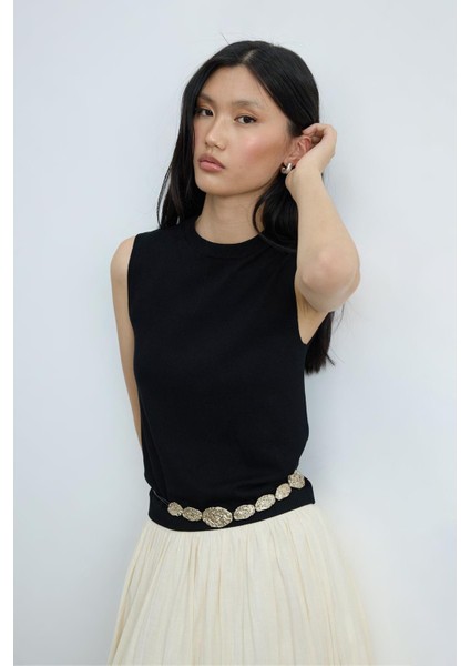 Siyah Lea Triko Bluz