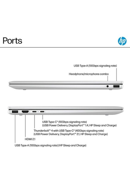 Envy 16 X360 – 16'' IPS WUXGA Dokunmatik 2'si 1 Arada Laptop Intel Core Ultra 7 155U Intel Arc Graphics 32GB Lpddr5 Ram 2tb Pcle 4 SSD Win 11 Pro Gümüş